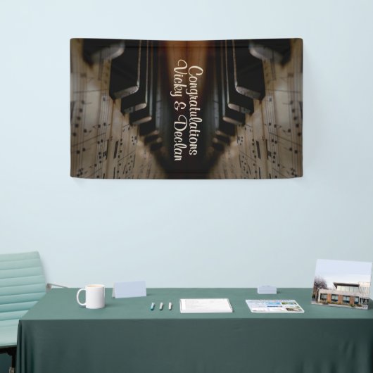 Antiek muziek, Piano Lessons, aangepaste tekst Spandoek (Beurs)