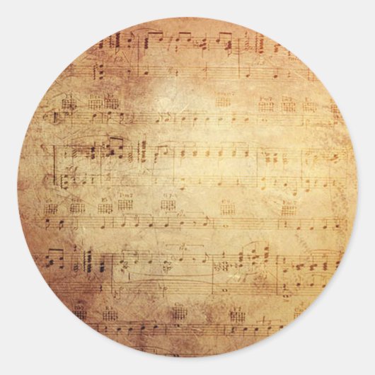 Antiek muziek ronde sticker (Voorkant)