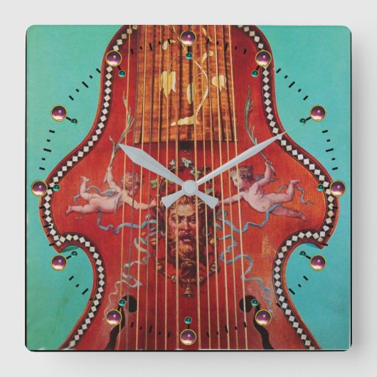 ANTIEK MUZIEKINSTRUMENTEN, LYRA DA GAMBA Music Vierkante Klok (Voorkant)