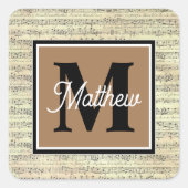 Antiek muziekopname Musiciaans monogram Vierkante Sticker (Voorkant)