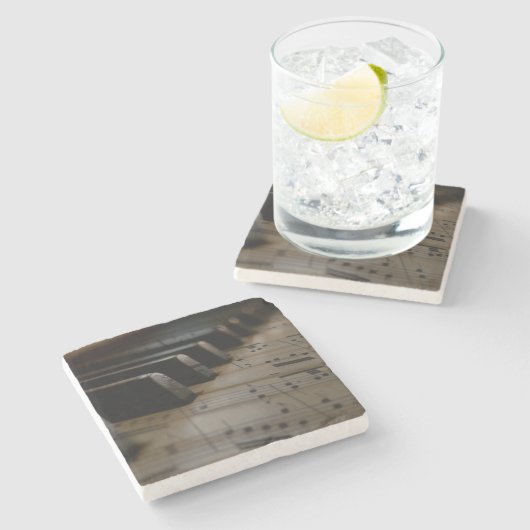 Antiek muziekopnames stenen onderzetter (Zijkant)