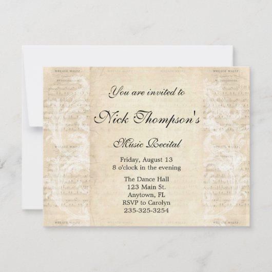 Antiek muziekoproep kaart (Voorkant)