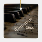 Antiek muziekpiano Keys kerstjaar Keramisch Ornament (Achterkant)