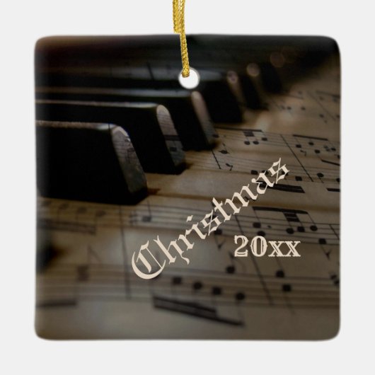 Antiek muziekpiano Keys kerstjaar Keramisch Ornament (Voorkant)
