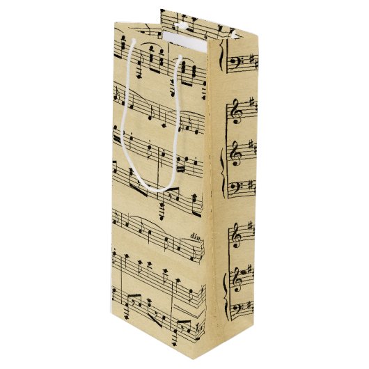 Antiek muziekthema wijn cadeautas (Voorkant Gekanteld)
