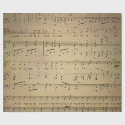 Antiek muziekvellen Stijl 6 Verpakking Papierrol Cadeaupapier (Vlak)