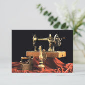 Antiek naaimachine Bedankkaart (Staand voorkant)