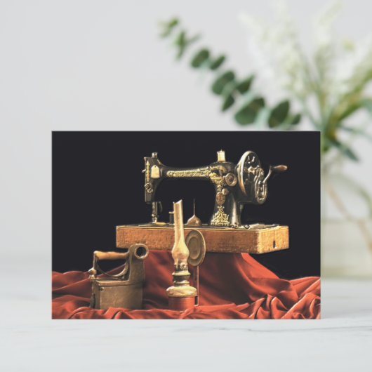  Antiek naaimachine Bedankkaart (Staand voorkant)