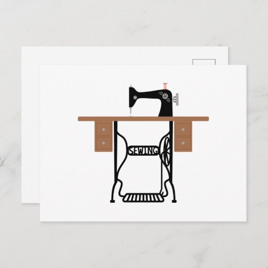 Antiek naaimachine briefkaart (Voorkant / Achterkant)