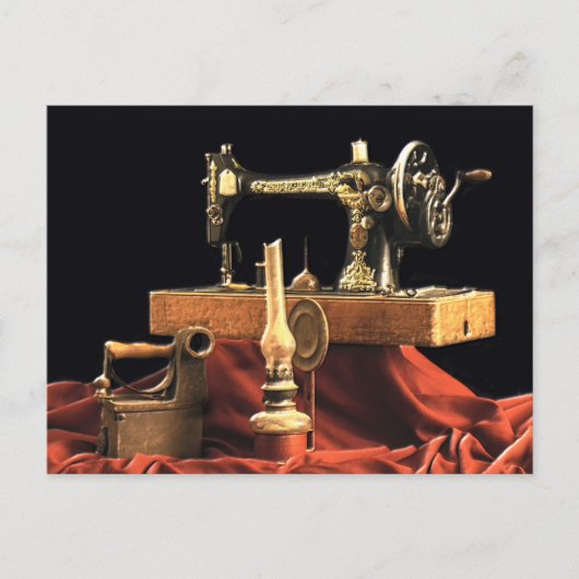  Antiek naaimachine Briefkaart (Voorkant)