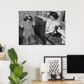 Antiek naaimachine: jaren veertig poster (Thuiskantoor)