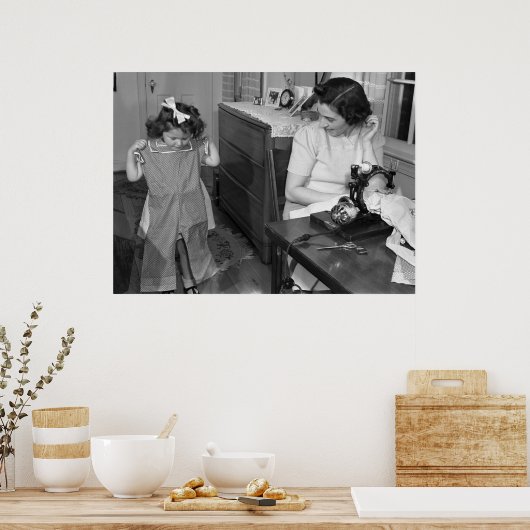 Antiek naaimachine: jaren veertig poster (Keuken)