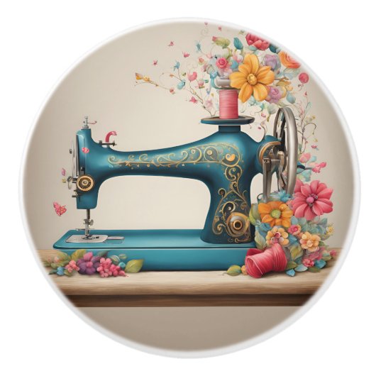 Antiek naaimachine keramische knop (Voorkant)