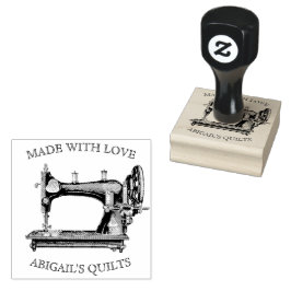 Antiek naaimachine met naam rubberstempel