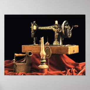 Antiek naaimachine Poster