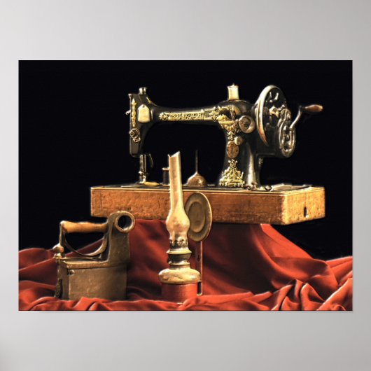  Antiek naaimachine Poster (Voorkant)
