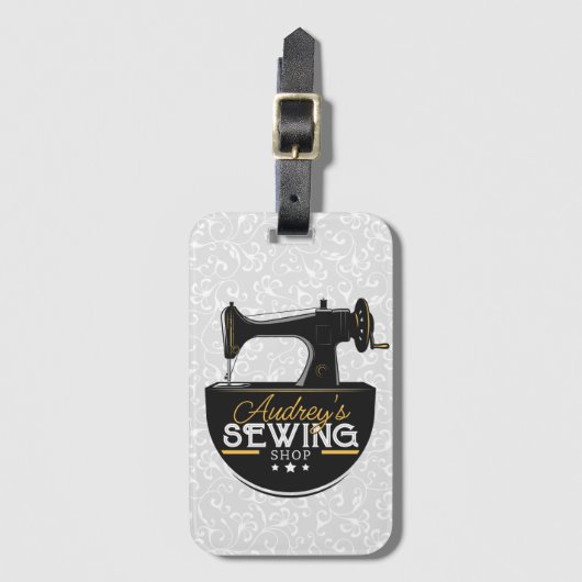 Antiek naaimachine TOEVOEGDE NAAM Zeemacht Bagagelabel (Voorkant (verticaal))