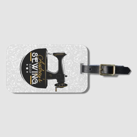 Antiek naaimachine TOEVOEGDE NAAM Zeemacht Bagagelabel (Voorkant (horizontaal))