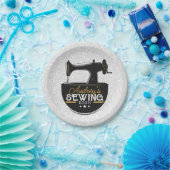 Antiek naaimachine TOEVOEGDE NAAM Zeemacht Papieren Bordje (Feest)