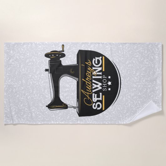 Antiek naaimachine TOEVOEGDE NAAM Zeemacht Strandlaken (Voorkant)