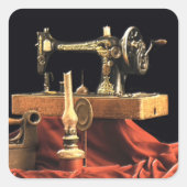  Antiek naaimachine Vierkante Sticker (Voorkant)
