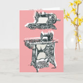Antiek naaimachine wenskaart kaart (Gele Bloem)