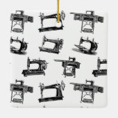 Antiek naaimachines - AANGEPASTE ACHTERGRONDKLEUR Keramisch Ornament (Achterkant)