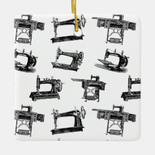 Antiek naaimachines - AANGEPASTE ACHTERGRONDKLEUR Keramisch Ornament