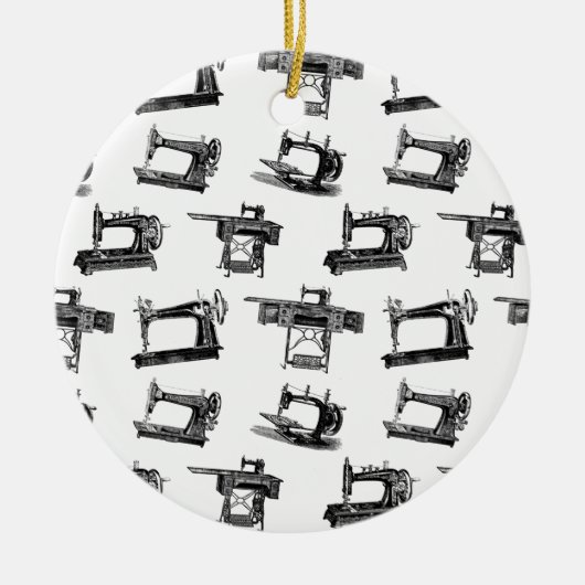 Antiek naaimachines - KLANTKLEUR Keramisch Ornament (Voorkant)