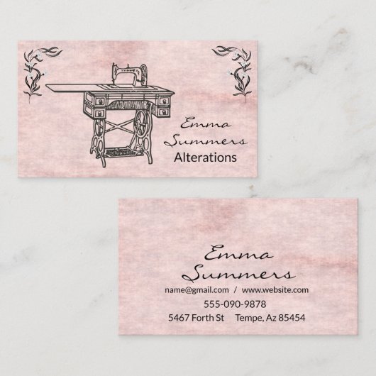Antiek naaimachinewijzigingen Visitekaartje (Voorkant / Achterkant)