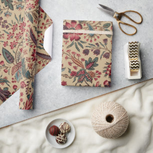 Antiek Naaldwerk Bloem Motief Meubilair Cadeaupapier
