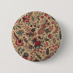 Antiek Naaldwerk Bloem Motief Meubilair Ronde Button 5,7 Cm