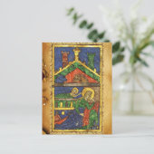 ANTIEK NATIVITEITSCHRISTMAS PARCHCHMENT FEESTDAGENKAART (Staand voorkant)
