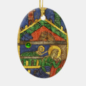 ANTIEK NATIVITEITSCHRISTMAS PARCHCHMENT KERAMISCH ORNAMENT (Achterkant)