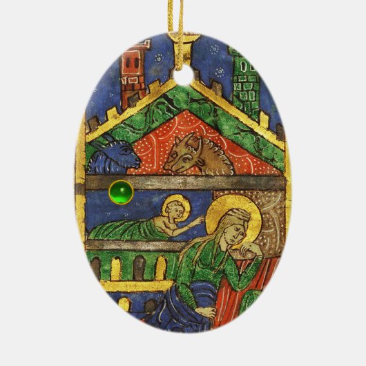 ANTIEK NATIVITEITSCHRISTMAS PARCHCHMENT KERAMISCH ORNAMENT (Achterkant)