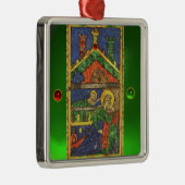 ANTIEK NATIVITEITSCHRISTMAS PARCHCHMENT METALEN ORNAMENT (Rechts)