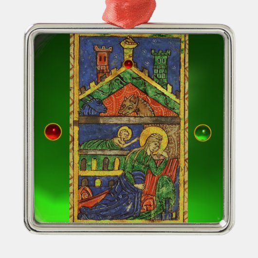 ANTIEK NATIVITEITSCHRISTMAS PARCHCHMENT METALEN ORNAMENT (Voorkant)