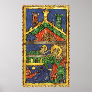 ANTIEK NATIVITEITSCHRISTMAS PARCHCHMENT POSTER
