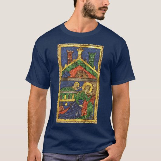 ANTIEK NATIVITEITSCHRISTMAS PARCHCHMENT T-SHIRT (Voorkant)