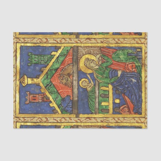 ANTIEK NATIVITEITSCHRISTMAS PARCHCHMENT TISSUEPAPIER (Voorkant)