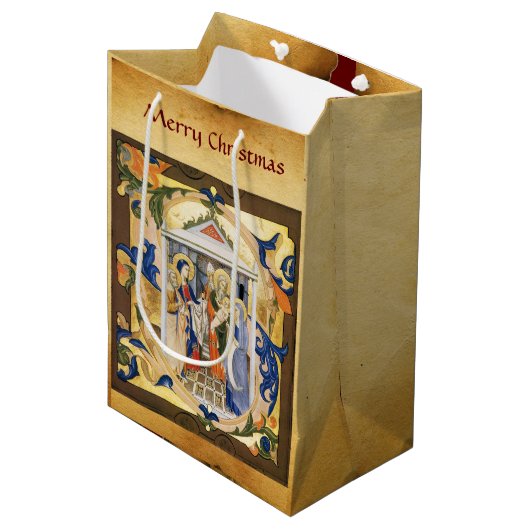 ANTIEK NATIVITEITSPARCHTIE MEDIUM CADEAUZAKJE (Voorkant Gekanteld)