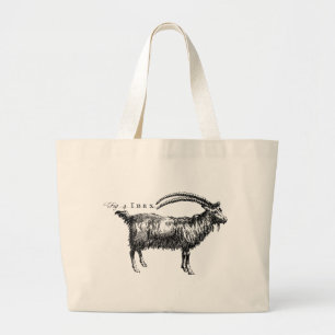Antiek Natuurgeschiedenis Geit of Ibex op Canvas t Grote Tote Bag