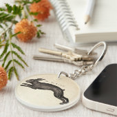 Antiek Natuurhistorische Kunst De Haas Sleutelhanger (Voorkant Rechts)