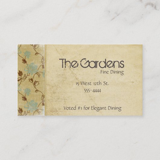 Antiek natuurlijke papierbloemen visitekaartje (Voorkant)