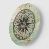 Antiek Nautical Compass & Map Clock Grote Klok (Hoek)