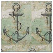 Antiek Nautical Map & Anchor Fabric van de werf Stof (Close Up)