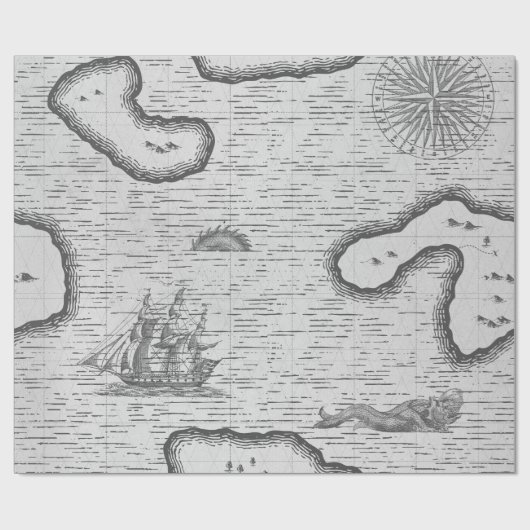 Antiek Nautical Map Cadeaupapier (Vlak)