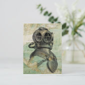 Antiek Nautical Map & Dive Helmet Briefkaart (Staand voorkant)