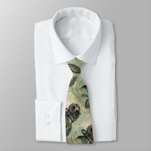 Antiek Nautical Map & Dive Helmet Stropdas (Gebonden)