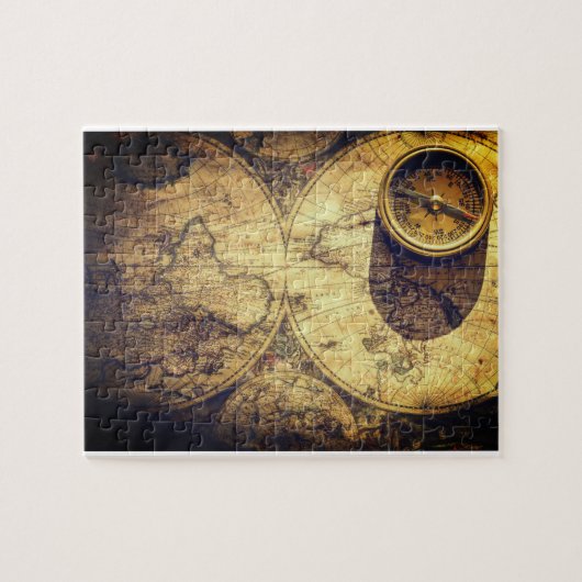 Antiek Nautical Map en Compass Legpuzzel (Horizontaal)